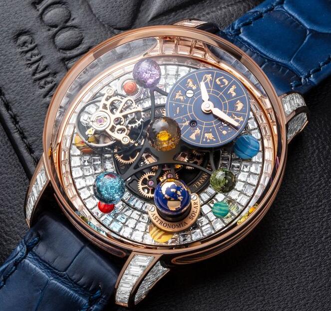 Review Jacob & Co ASTRONOMIA SOLAR BAGUETTE JEWELRY – PLANETS – ZODIAC – ROSE GOLD AS910.40.BD.BD.A Replica watch